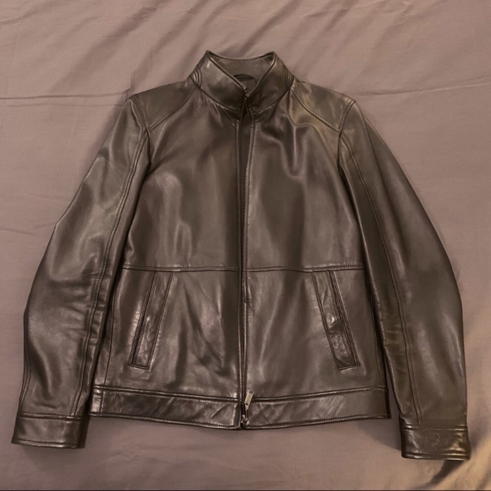 Men’s Michael Kors Black Leather Racer Jacket